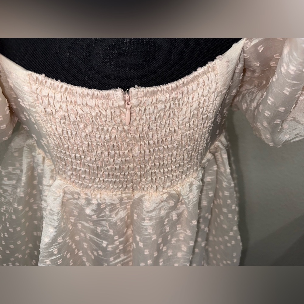 Storia Blush Pink Cottagecore Babydoll‎ Dress With Puff Sleeves- M - Picture 7 of 9